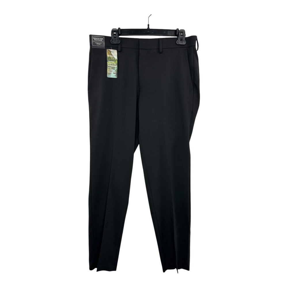 Haggar Premium Comfort Slim Dress Pants Mens 32x30 Black Wrinkle Free